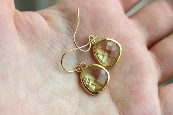 Citrine Earrings Gold - #20