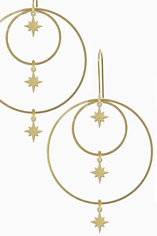 Fab Girls & Stars Brass Earrings - #16