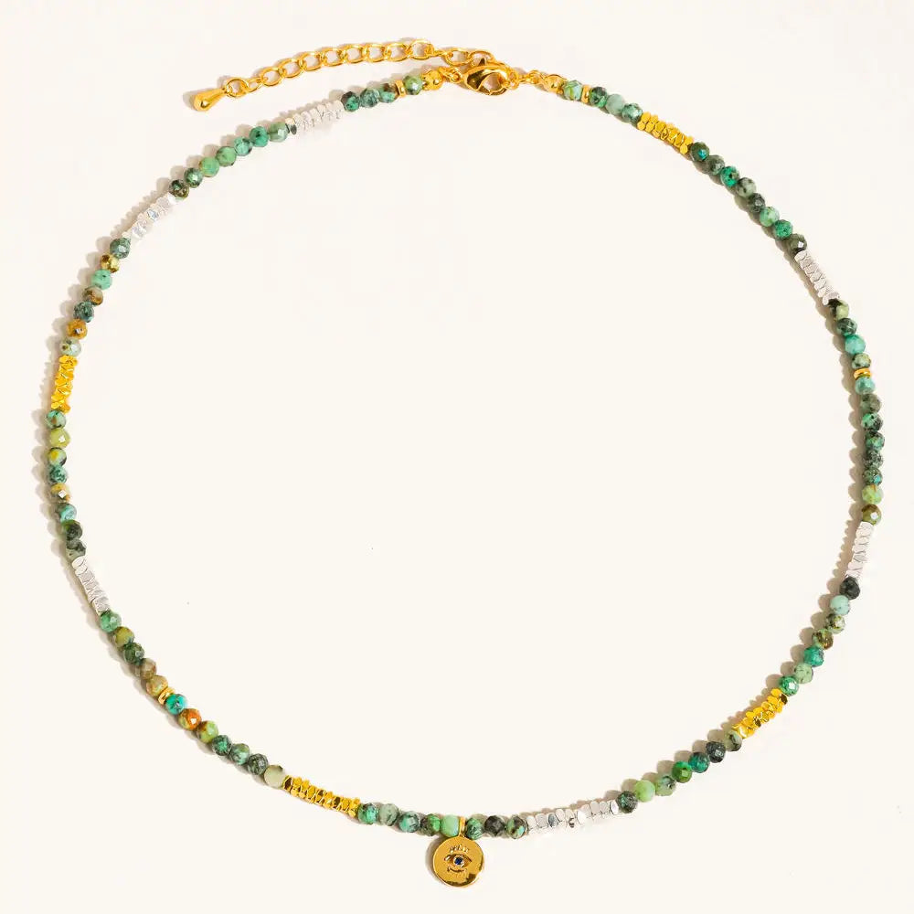 Green Boho Beaded Necklace - #62