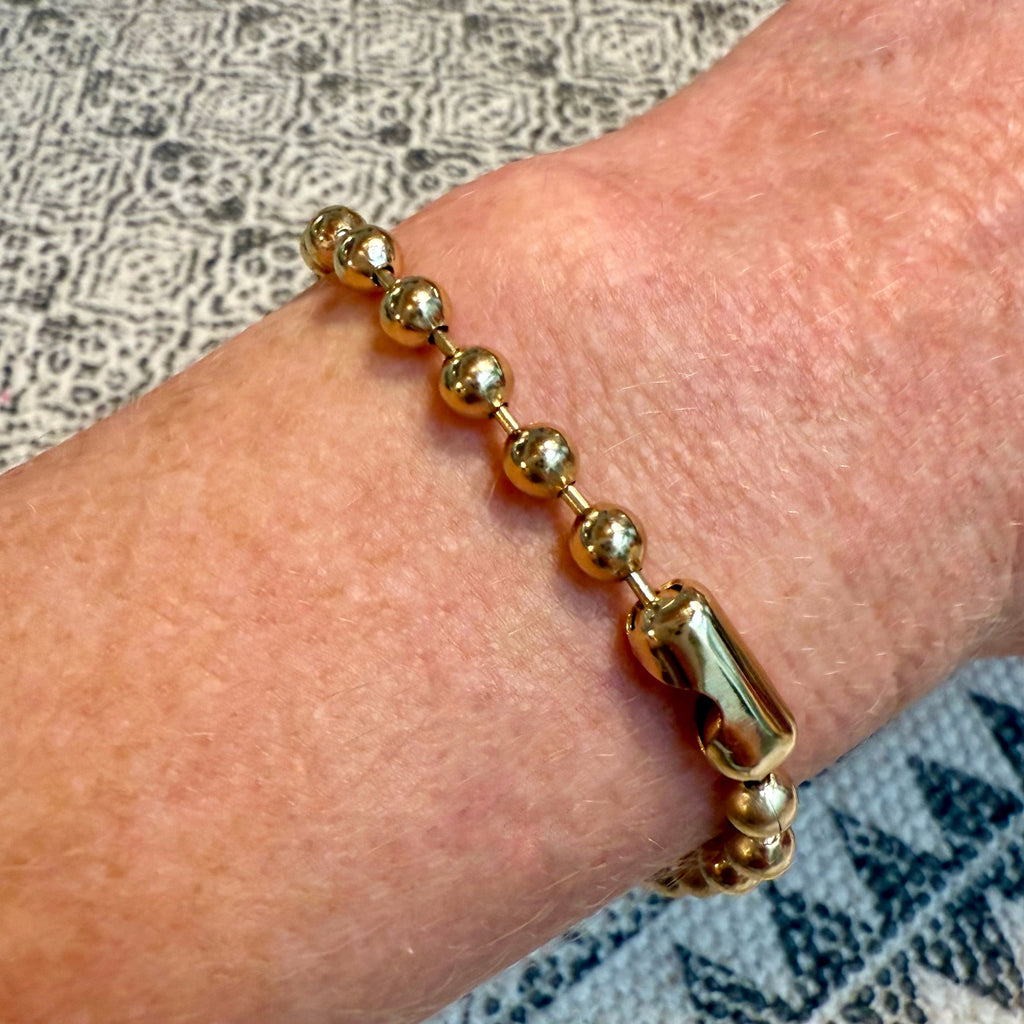#BR139 - Medium Ball & Chain Gold Bracelet