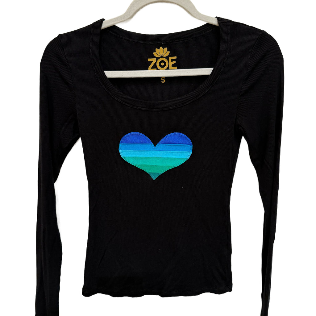 Heart Top - Black Long Sleeve