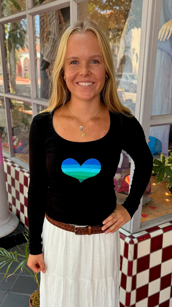 Heart Top - Black Long Sleeve