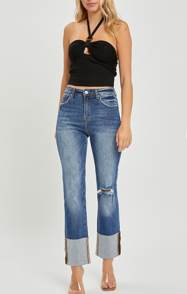 D2688 - High Rise Wide Cuff Jeans
