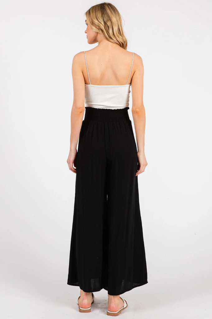 Smock Waist Flowy Pants - D2780