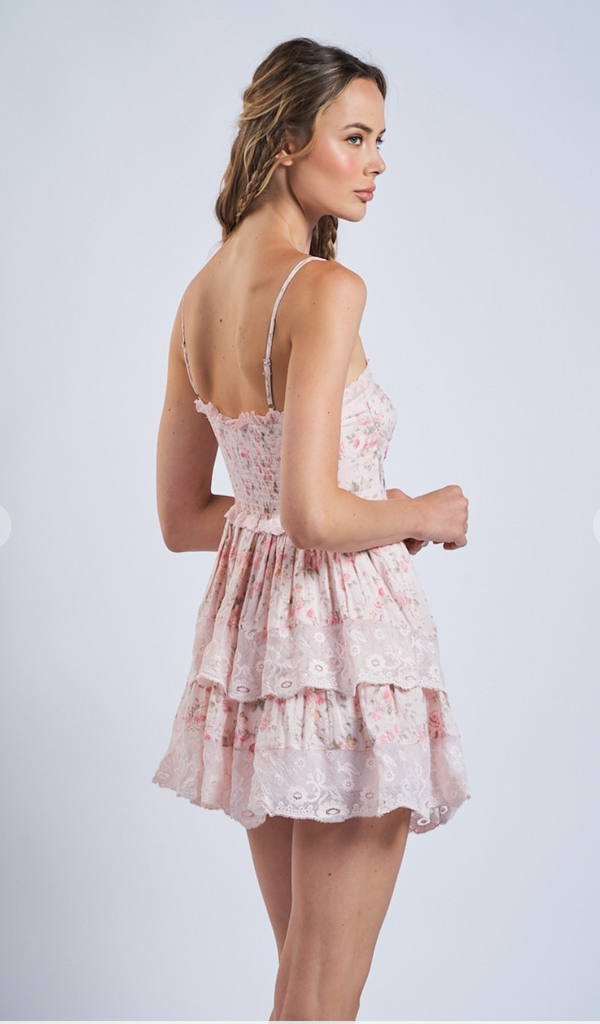 Lace Layered Mini Dress - D2770