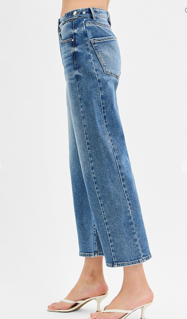High Rise-Crop Barrel Jeans - D2765