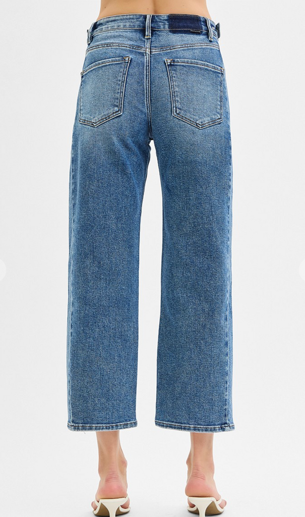 High Rise-Crop Barrel Jeans - D2765