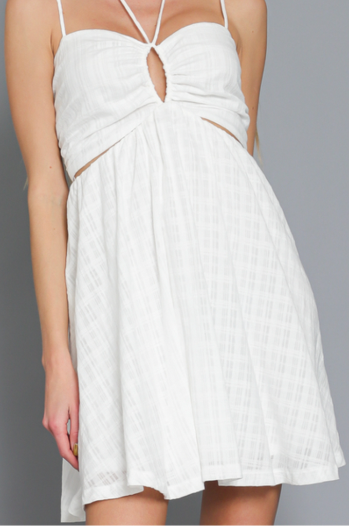 D2505 - White Short Dress w/ Cut Outs