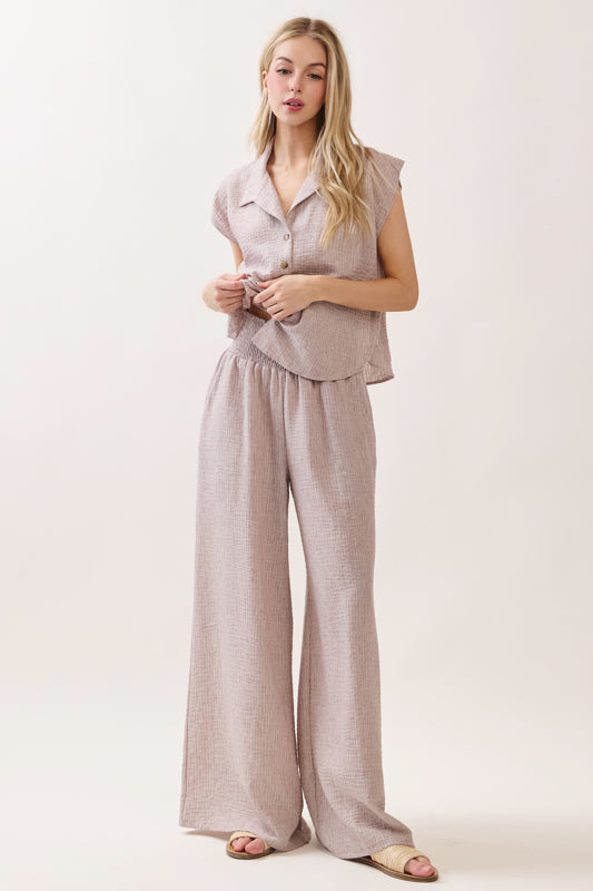 Button Down Sleeveless Shirt - D2841