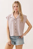 Button Down Sleeveless Shirt - D2841
