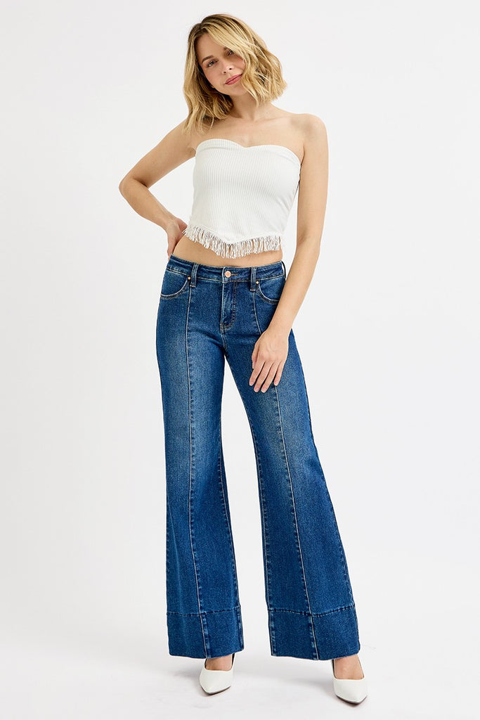 Mid Rise Wide Flare Jeans - D2834