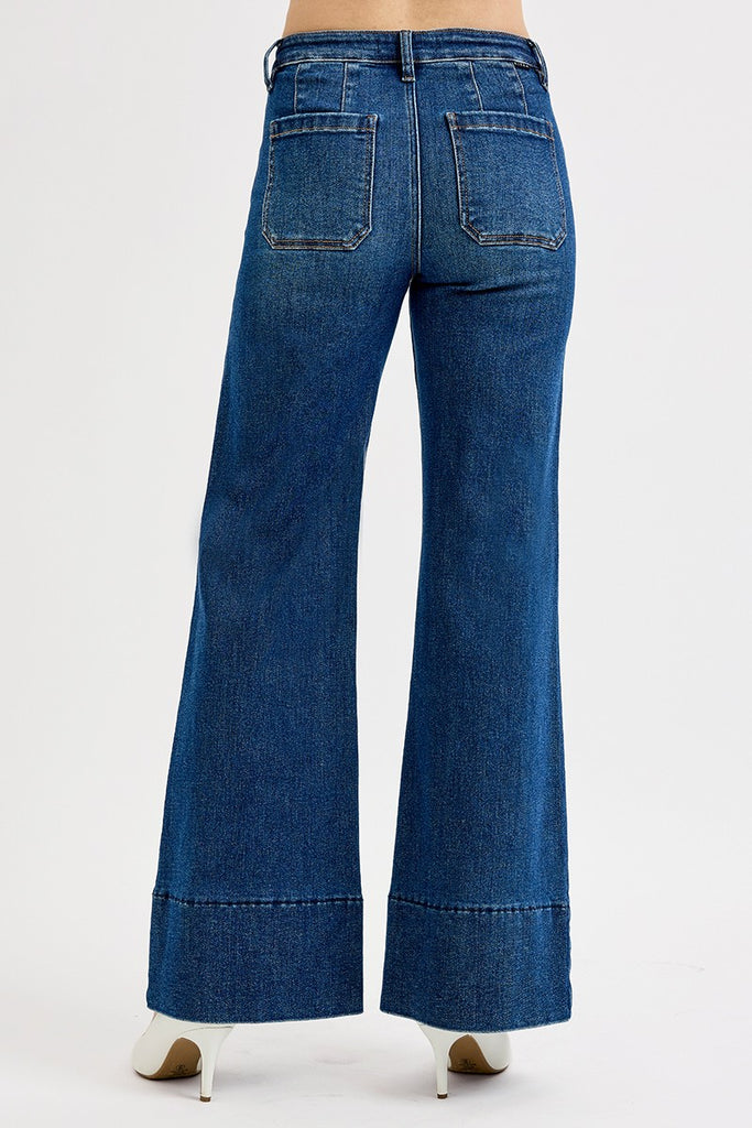 Mid Rise Wide Flare Jeans - D2834
