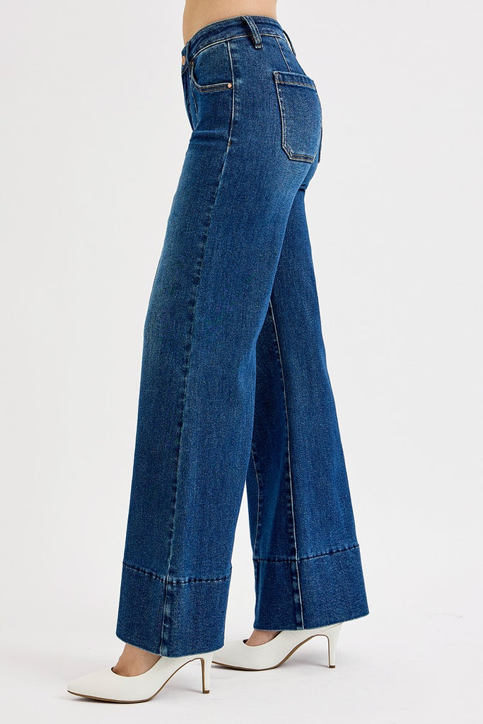 Mid Rise Wide Flare Jeans - D2834