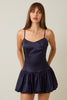 Bubble Hem Satin Mini Dress - D2813