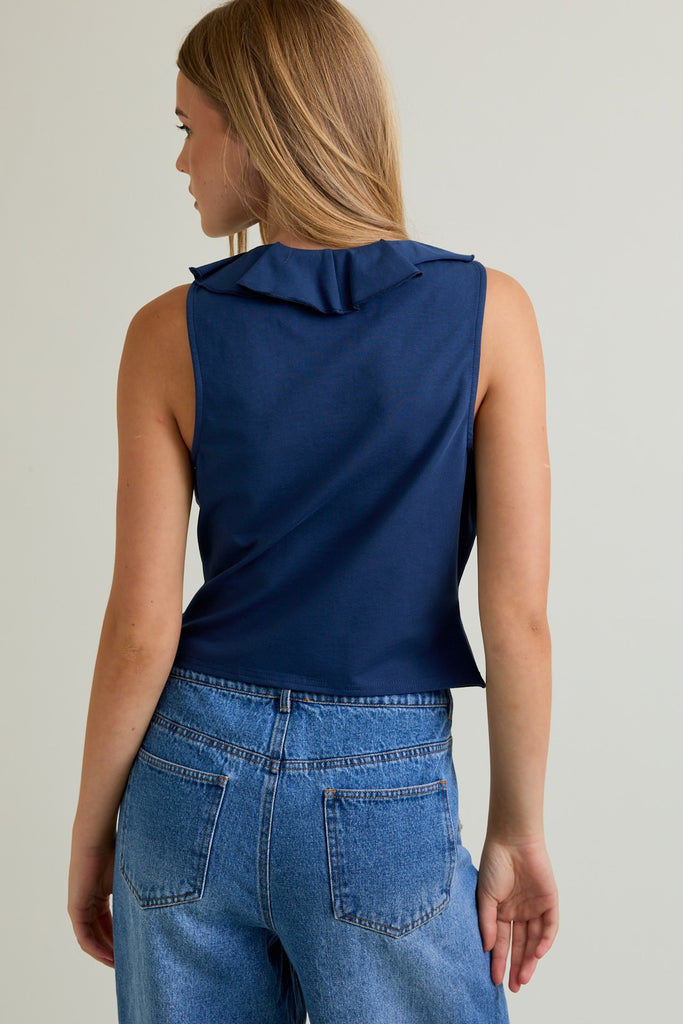 Sleeveless Ruffle Blouse - D2825