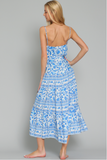 D2522 - Blue Printed Long Dress