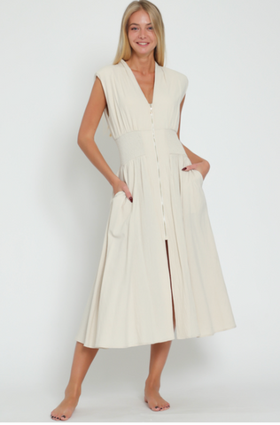 D2488 - Front Twist Linen Dress