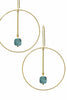 Hoop Crossing Turquoise Brass Earrings - #89