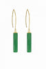 Jade Rod Dangles Brass Earrings - #76