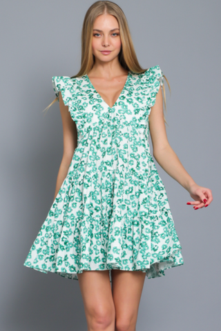 D2379 - Green Print Maxi Dress