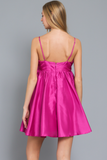 D2490 - Pink Mini Dress w/ Front Tie