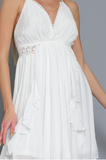 D2504 - White Short Dress w/ Ruffle