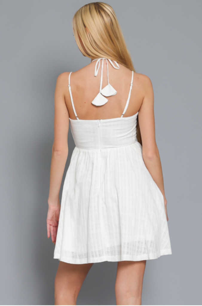 D2505 - White Short Dress w/ Cut Outs